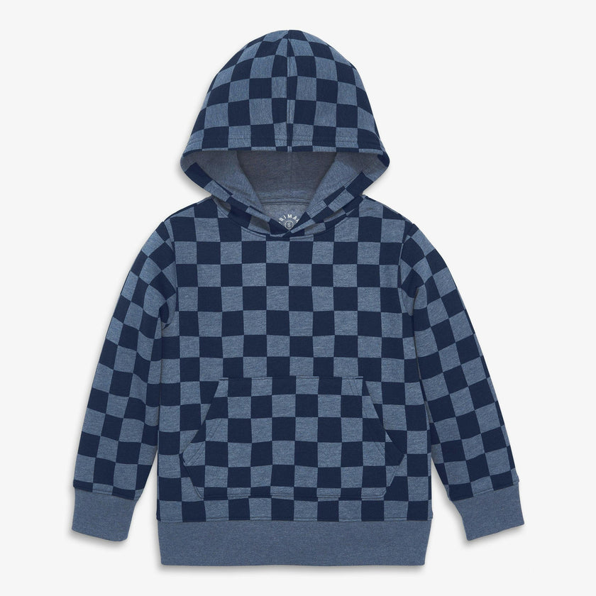Kids cozy fleece pullover hoodie in checks