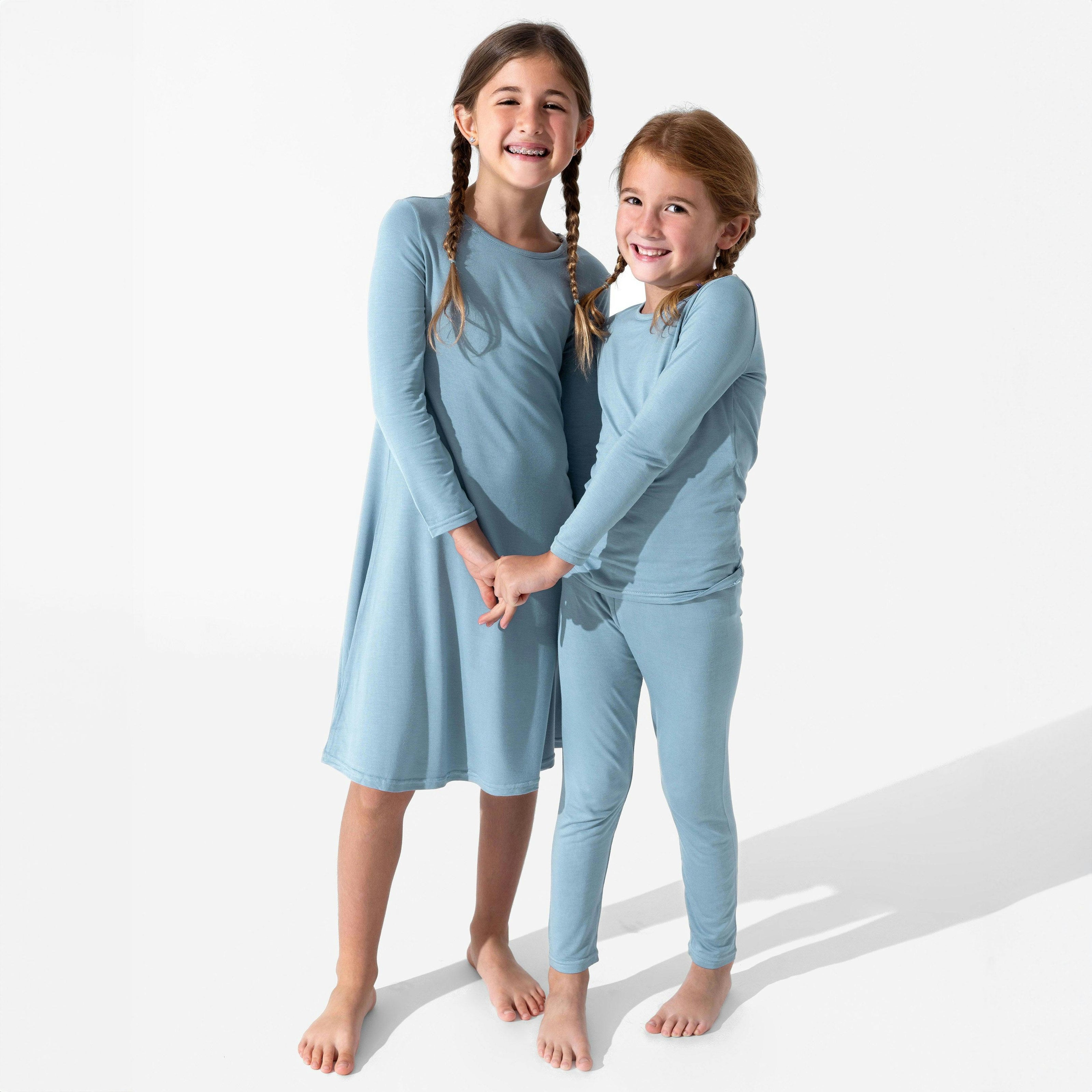 Oasis Teal Bamboo Girls' Long Sleeve Dress