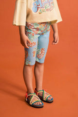 VINTAGE FLOWERS SHORT LEGGINGS LIGHT BLUE