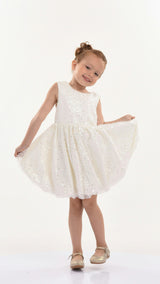 Pearl White Ainsley Sequin Bow Dress