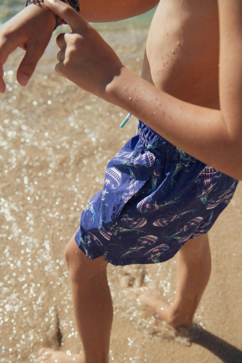 Boys' swim shorts, blue print | JELLYFISH