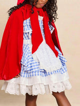 Red Riding Hood Dress with attached Apron For Girls