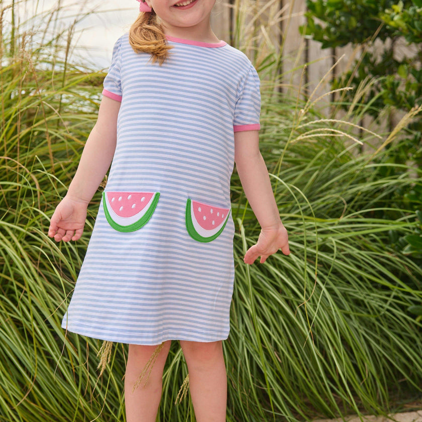 Applique Pocket T-Shirt Dress - Watermelon