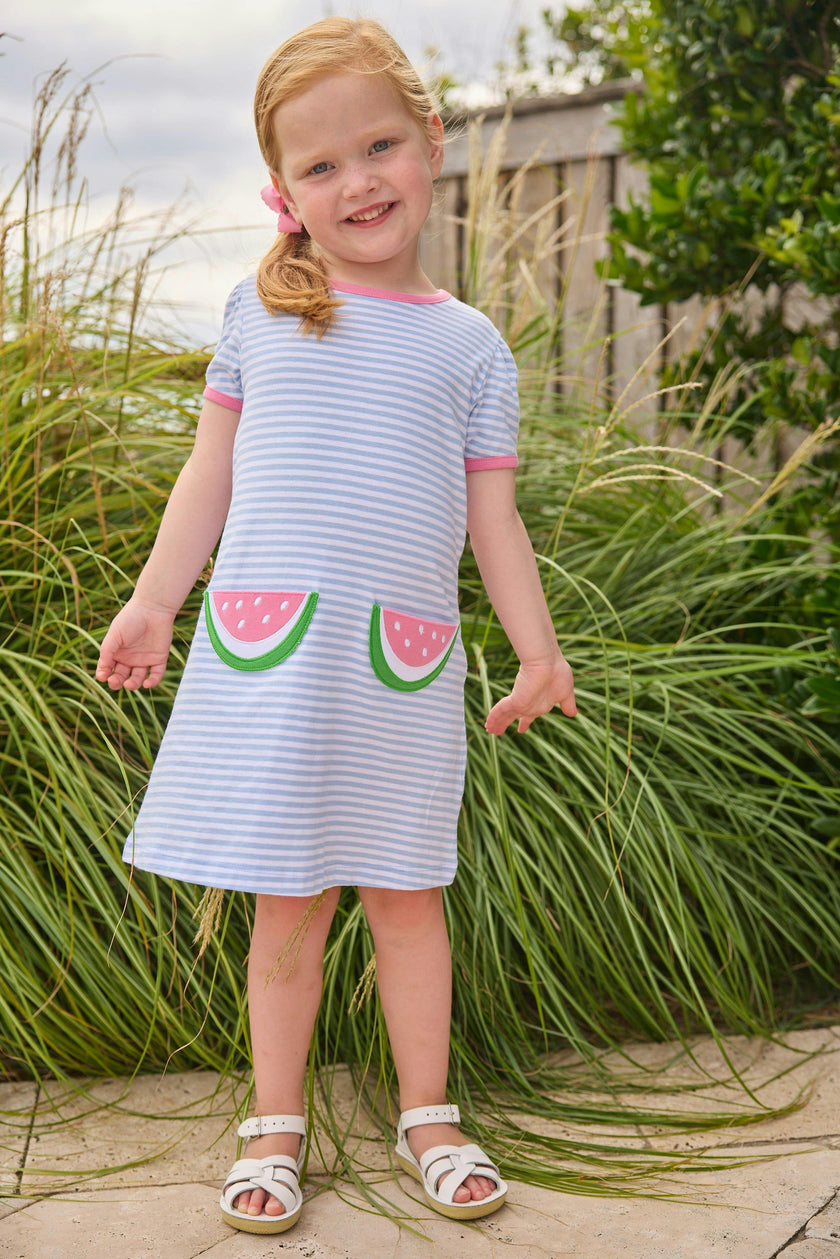 Applique Pocket T-Shirt Dress - Watermelon
