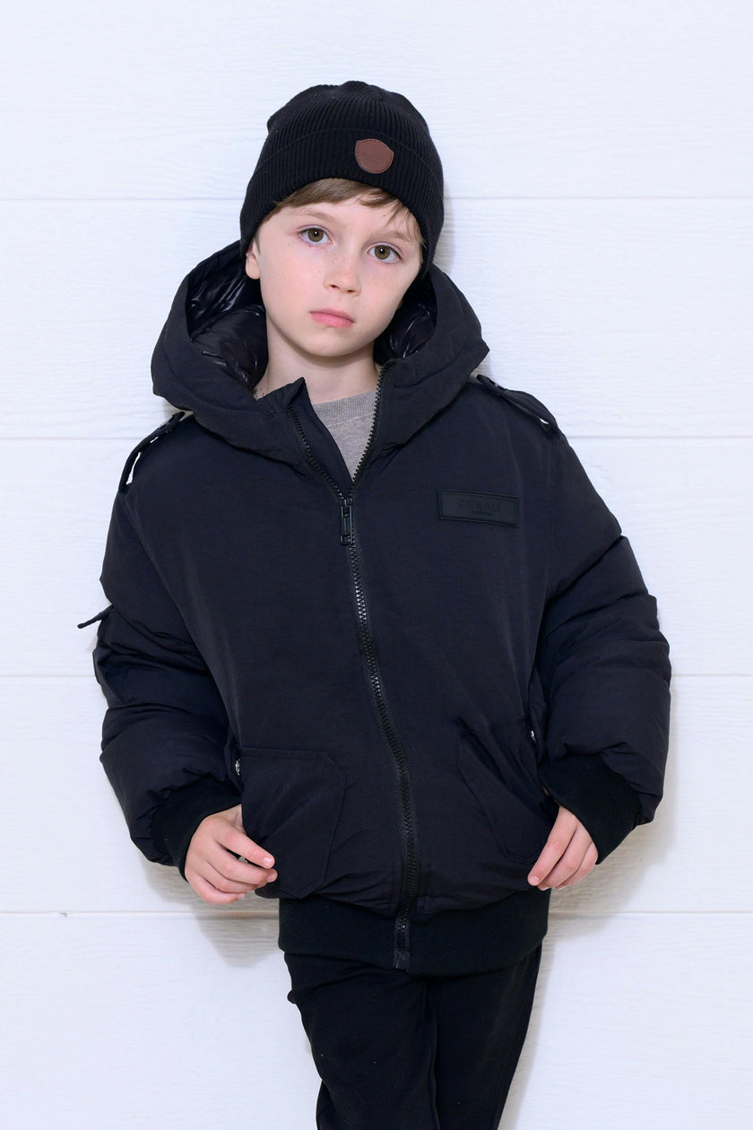 Boys Bomber with pocket details - Black