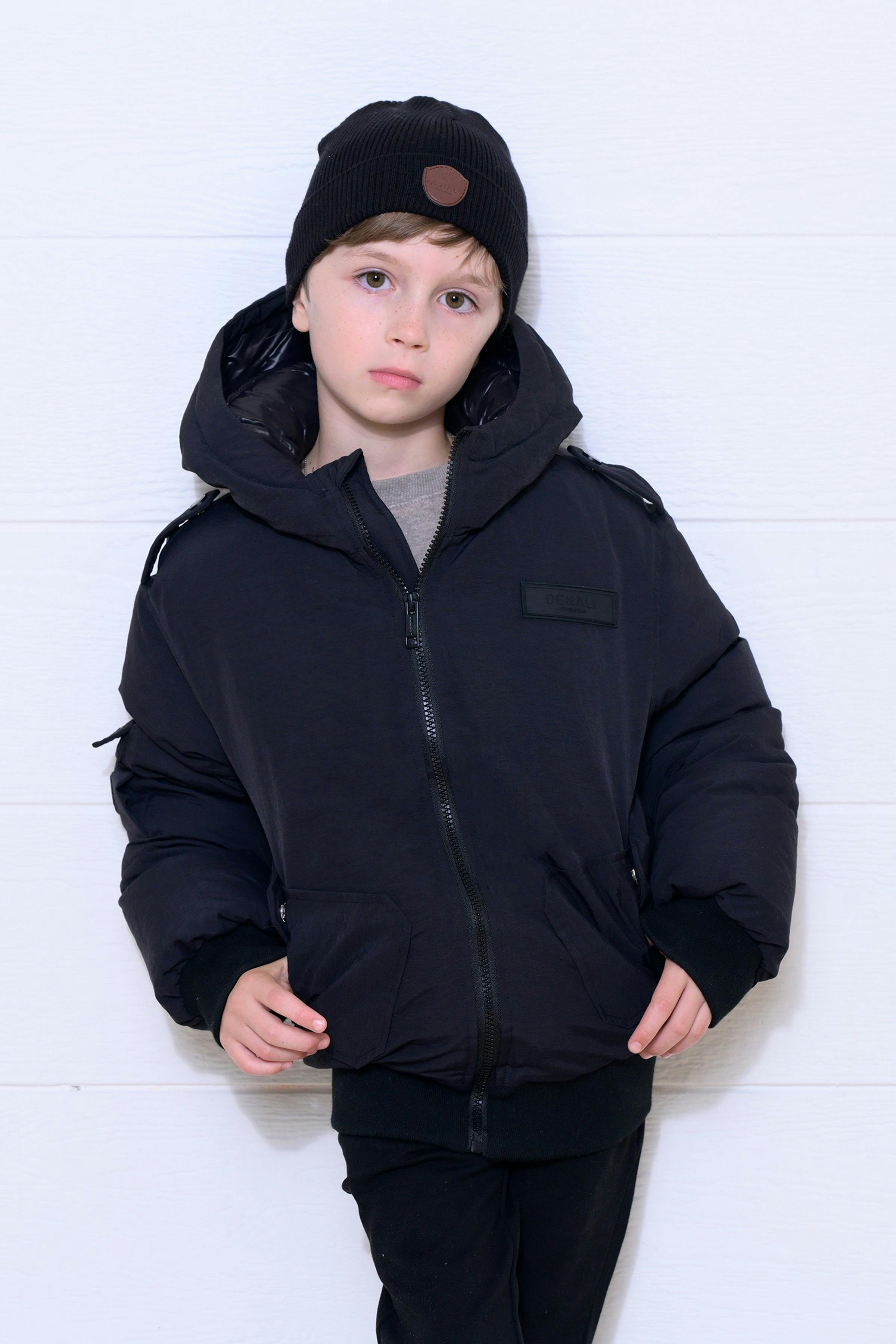 Boys Bomber with pocket details - Black