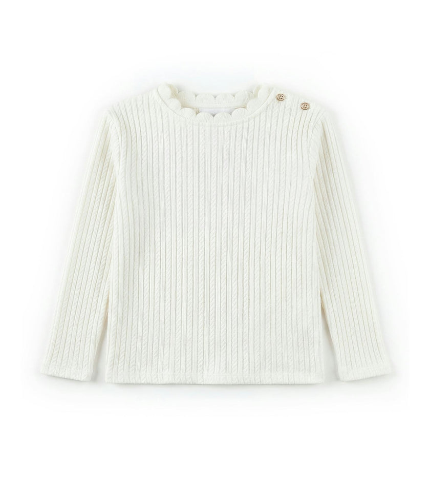 Fiana Baby T-shirt Long Sleeves, Off-White Braid