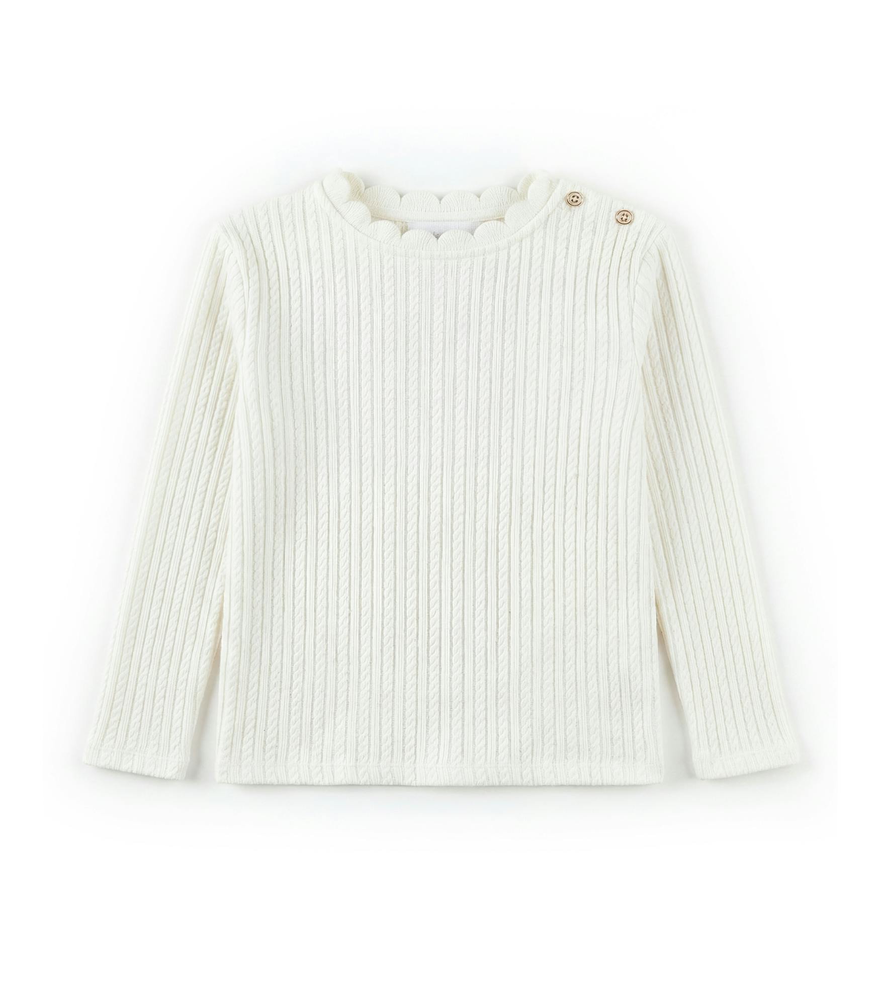 Fiana Baby T-shirt Long Sleeves, Off-White Braid