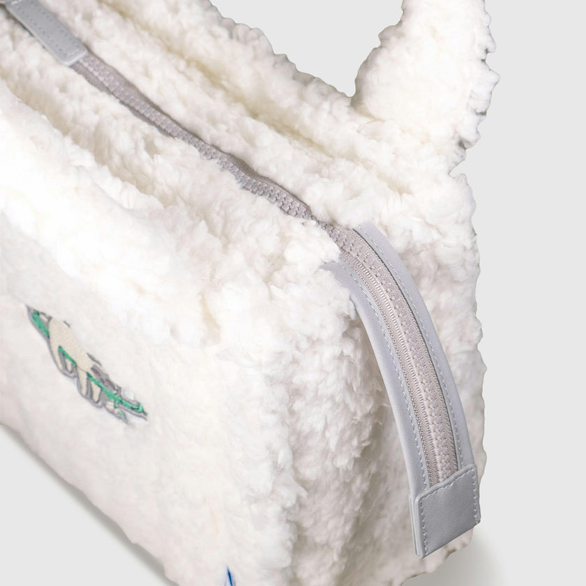 Sherpa Tote Bag – Cozy, Colorful & Convertible with Matching Coin Purse, Lounging Sloth