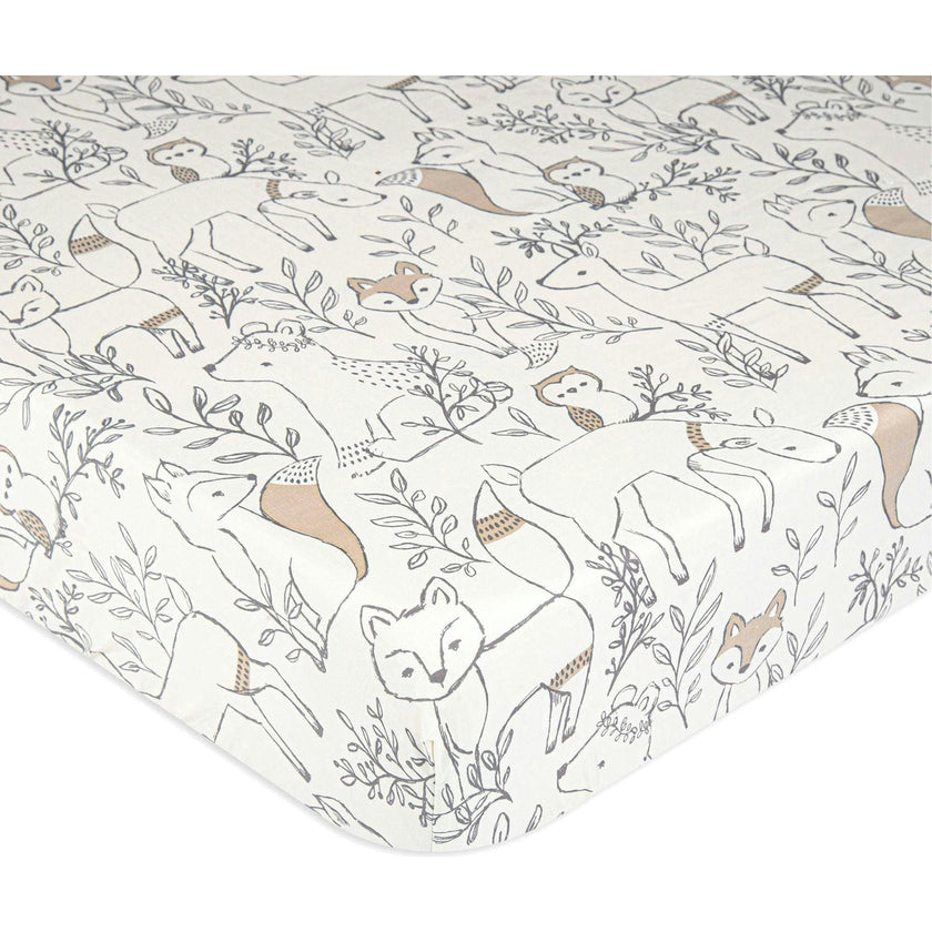 Ezra Fitted Woodland Animal Crib Sheets