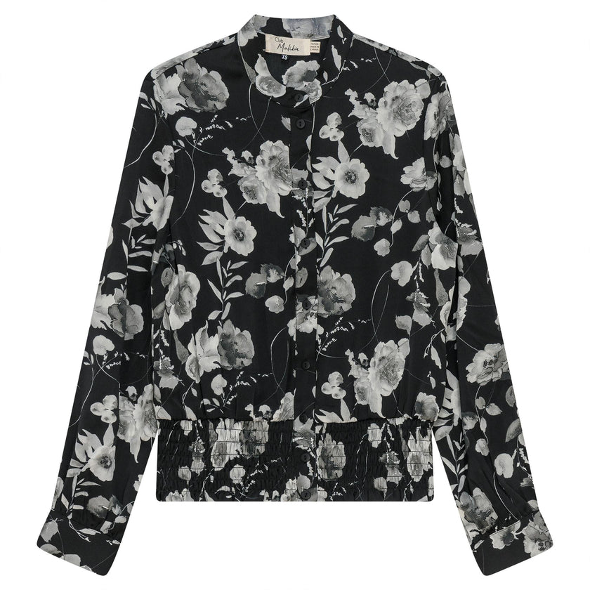 Printed satin Ruched Blouse