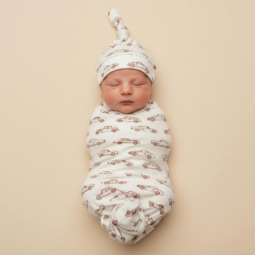 Organic Swaddle Blanket & Hat Set