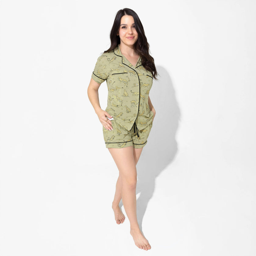 Sage & Spots Leopard Bamboo Women's Pajama Short Set