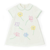 Linen Look Dress With Embroidered Flowers