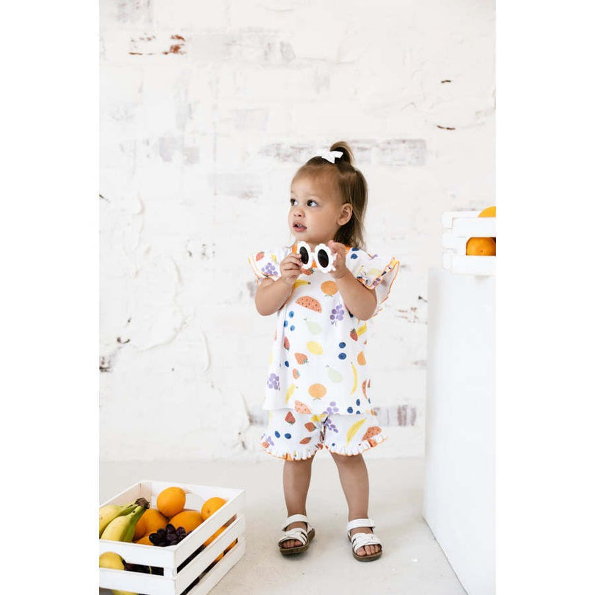 vitamin c orange ruffle short set