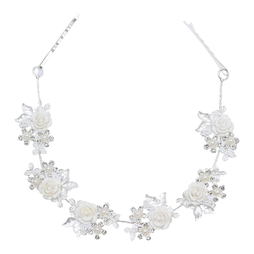 Crystal White Floral Garland Hair Vine