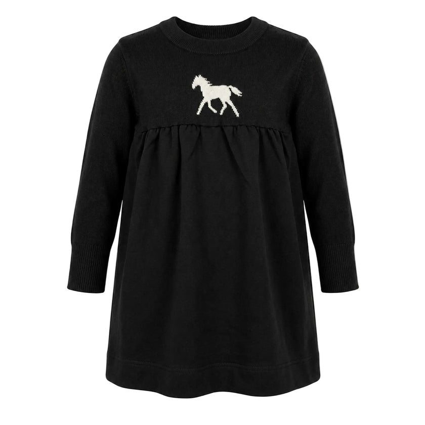 Horse Jacquard Knit & Fleece Dress