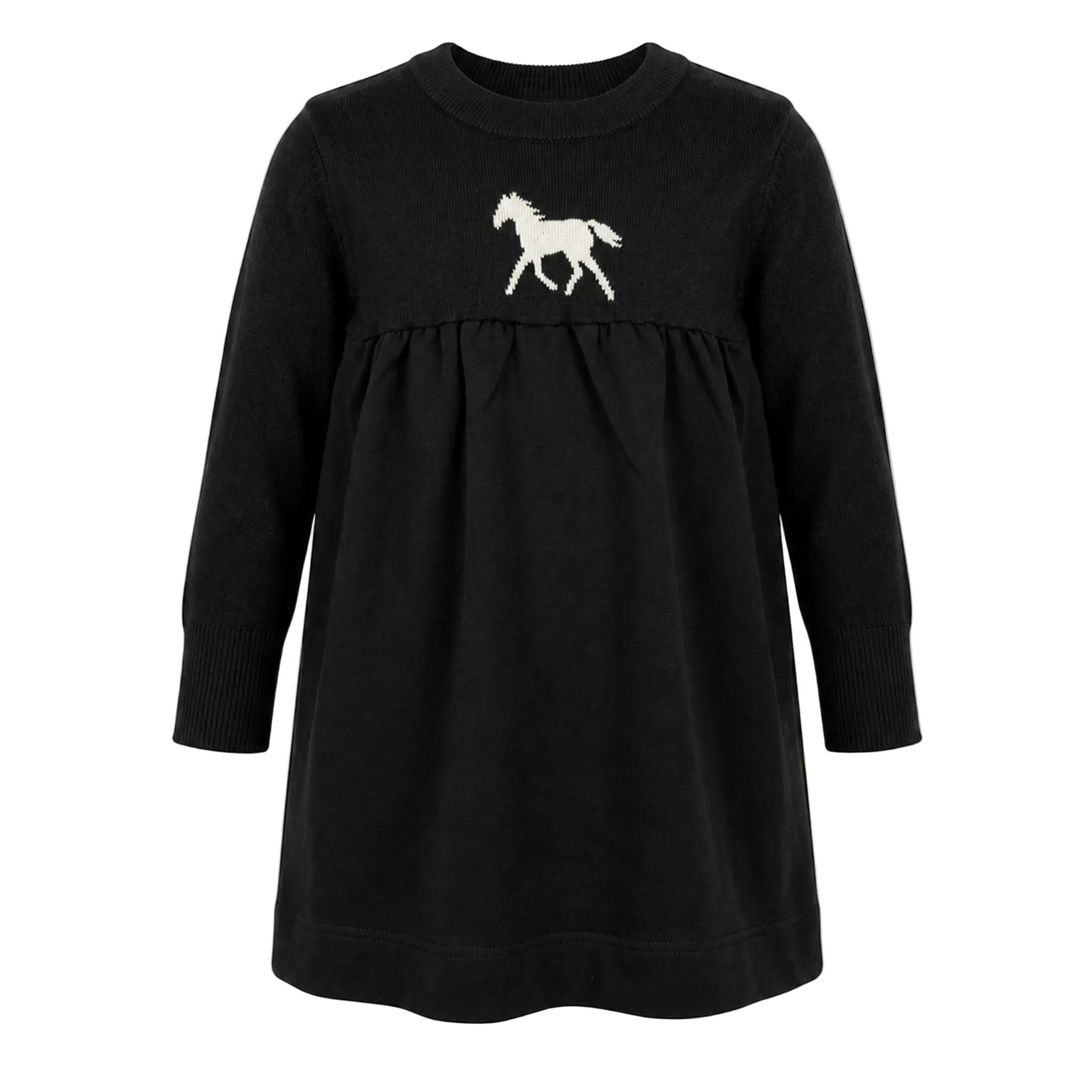 Horse Jacquard Knit & Fleece Dress