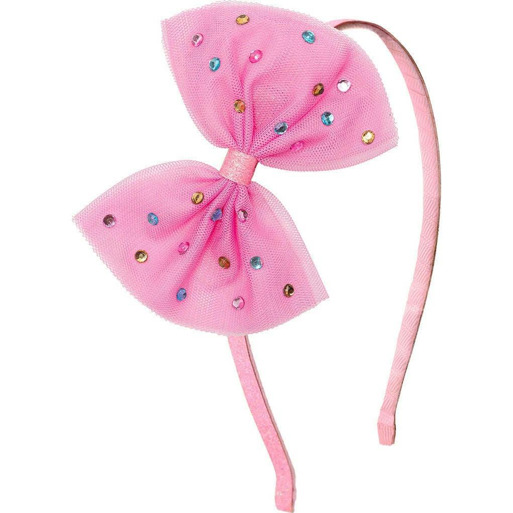 Raspberry Rhinestone Bow Headband