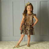 Mocha Sequin Bow Dress