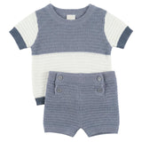 Mutli Textured Contrast Knit Shorts Set