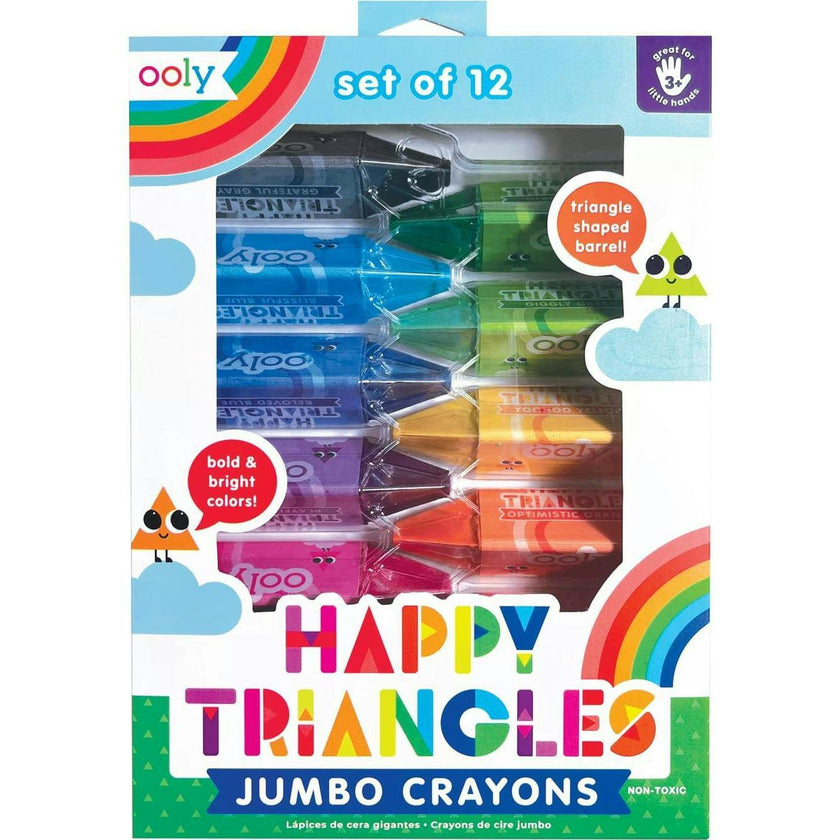 Happy Triangles Jumbo Crayons - Easy Grip - Set of 12