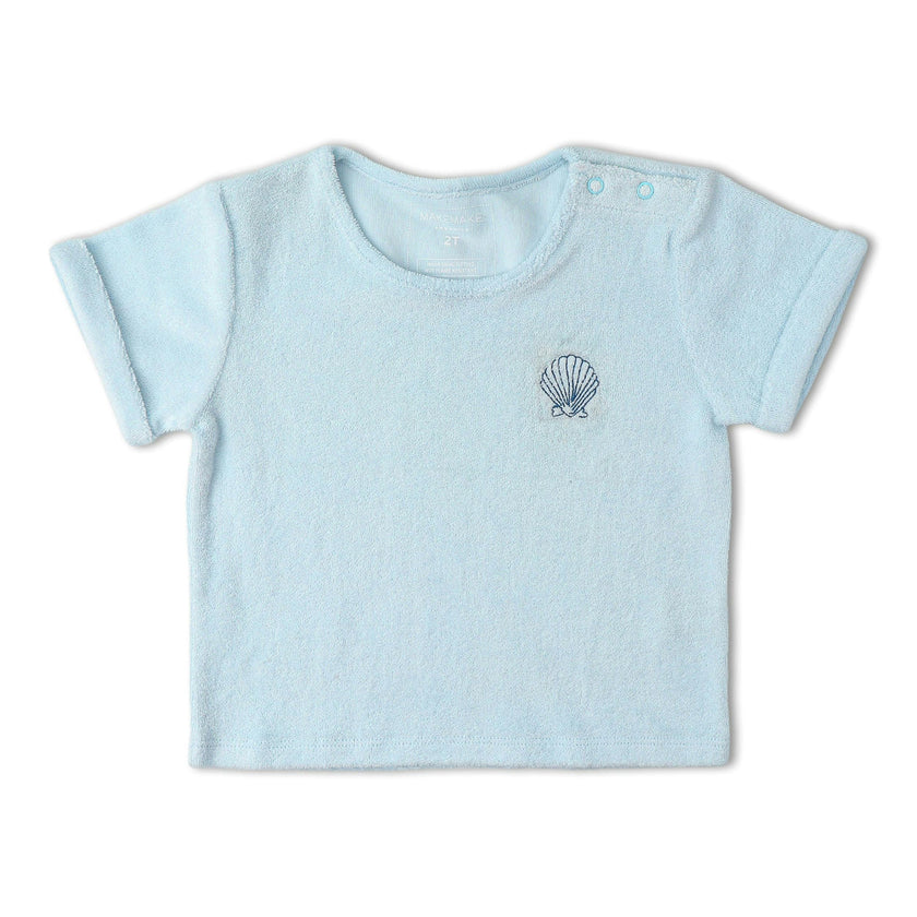 Organic Terry Tee & Shorts Set - Light Blue