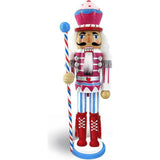Candy Cane Nutcracker Pink and Blue with Cupcake Hat 12 inch
