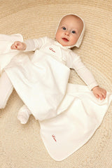 Lil Love Embroidered Wrap Footie And Bonnet, Red Embroidery