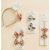 Gingham Printed Tulle Bow Headband