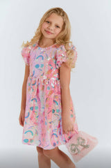 Dream Sequin Short Puff Sleeve Dress