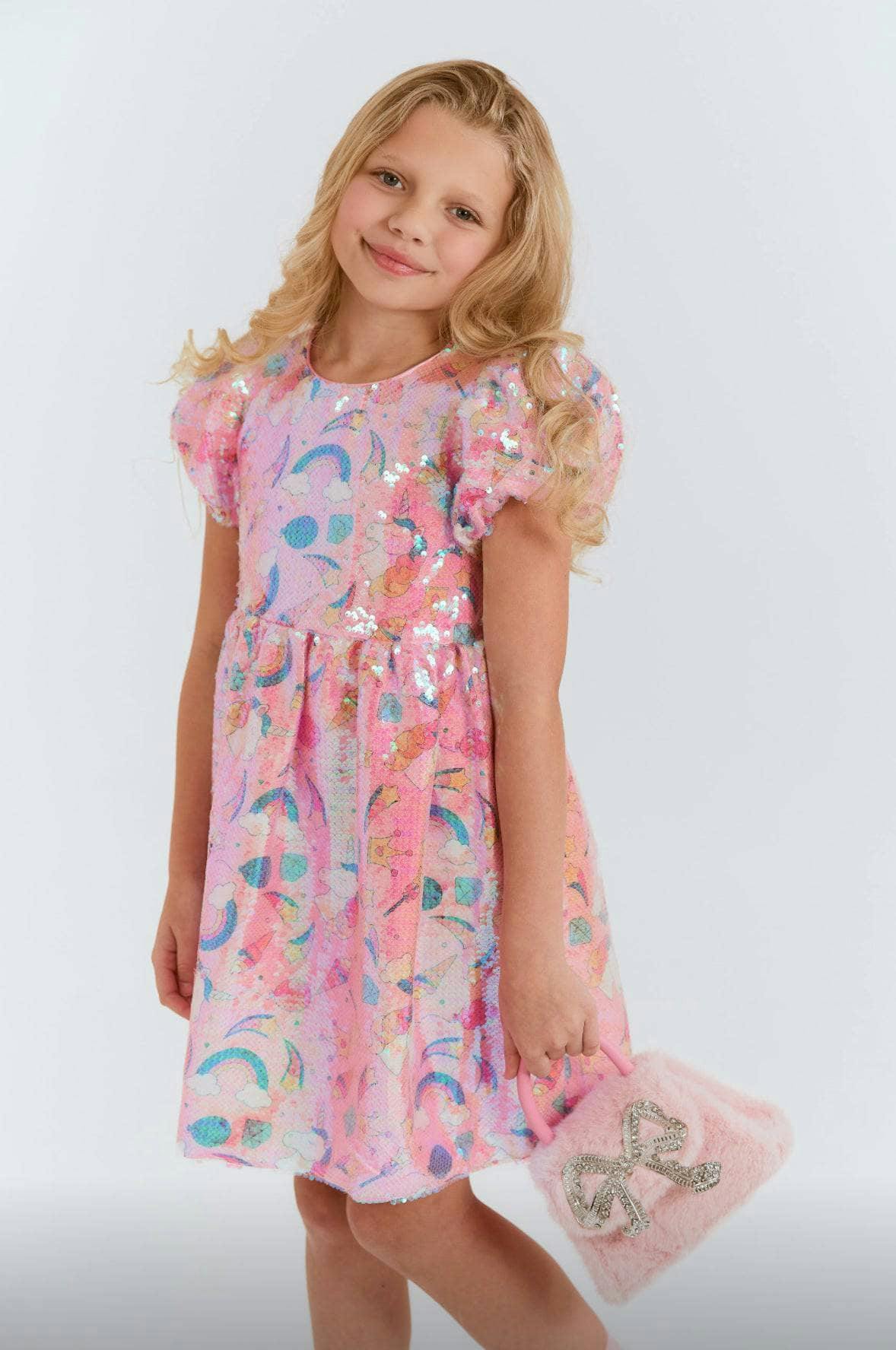Dream Sequin Short Puff Sleeve Dress