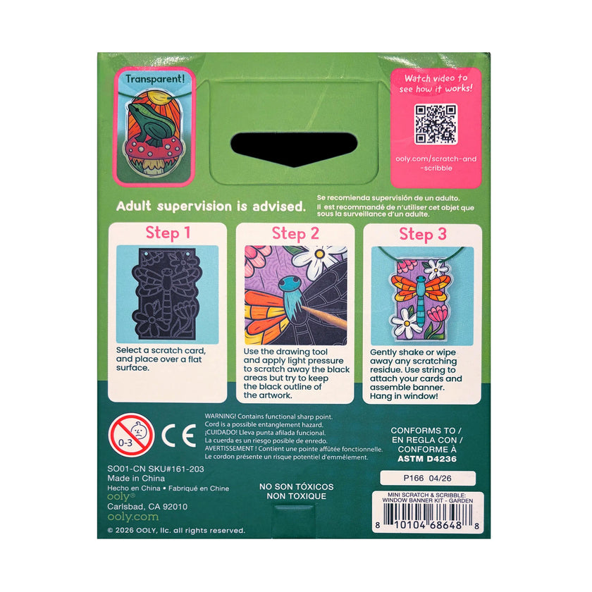 Scratch & Scribble Mini Window Banner Kit - Garden - 6 Cards