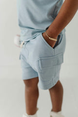 Boys Cargo Shorts in Dusty Sky Blue