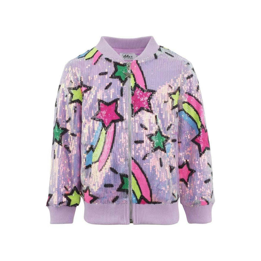 Lavender Shooting Star Sequin Bomber