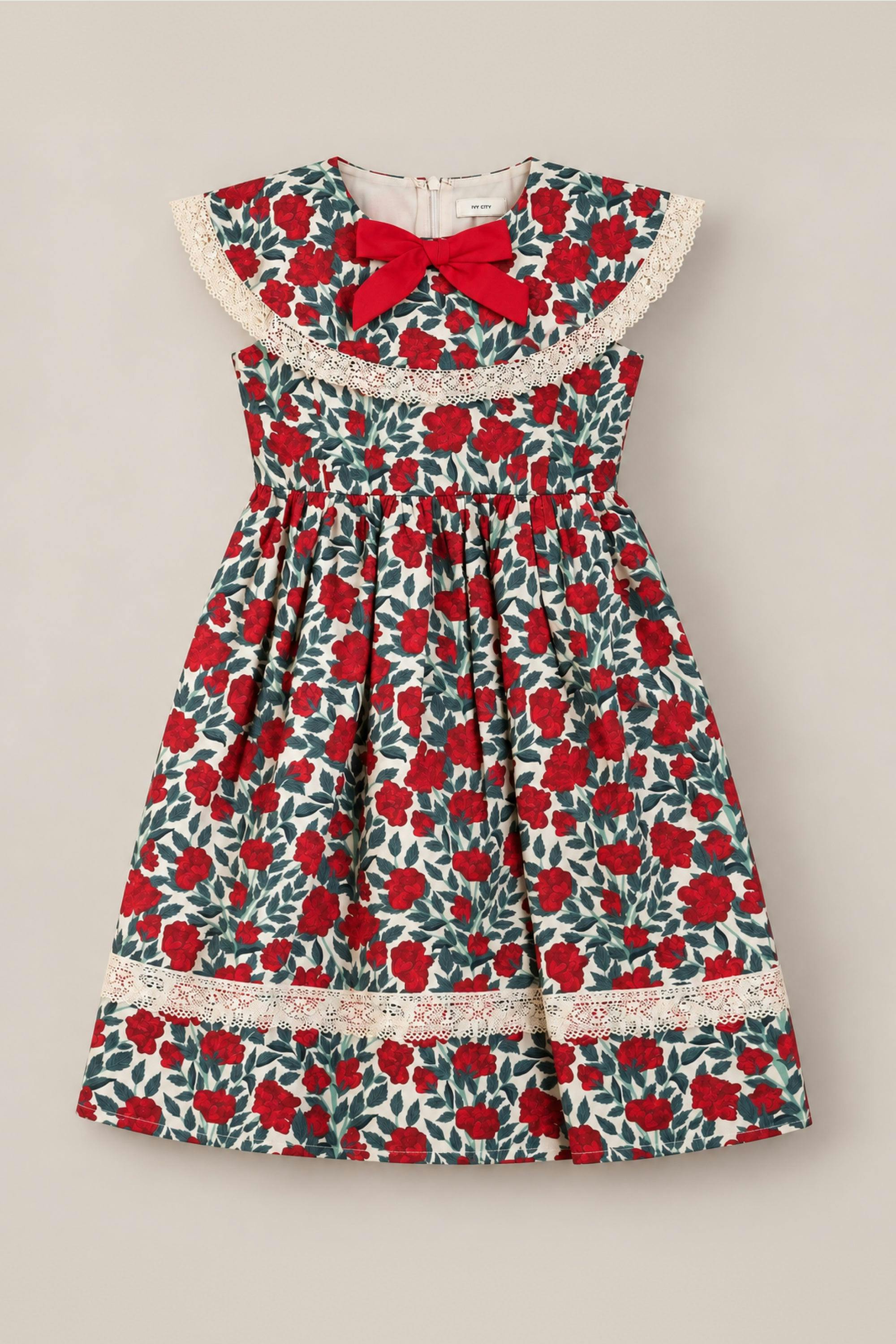 Mini Aster Dress in Red Roses