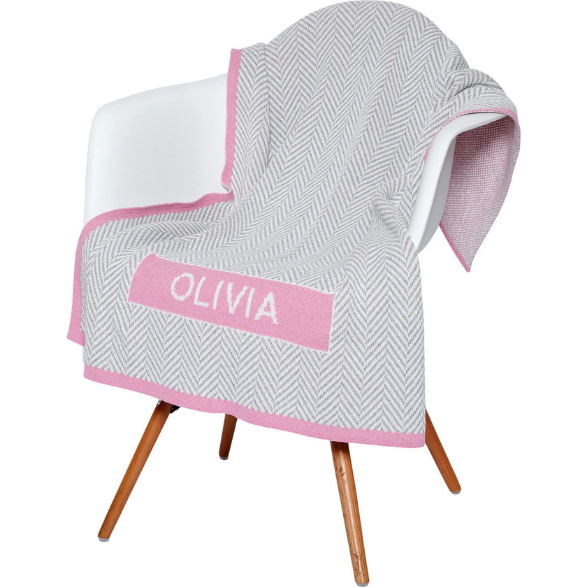 Monogrammed Herringbone Baby Blanket