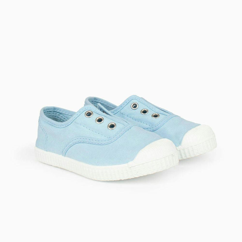 Hampton Canvas Plum Plimsolls in Ice Blue