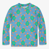 Kids long sleeve rash guard in swimming turtles