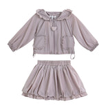 Pink Lace-Trim Skirt Ensemble