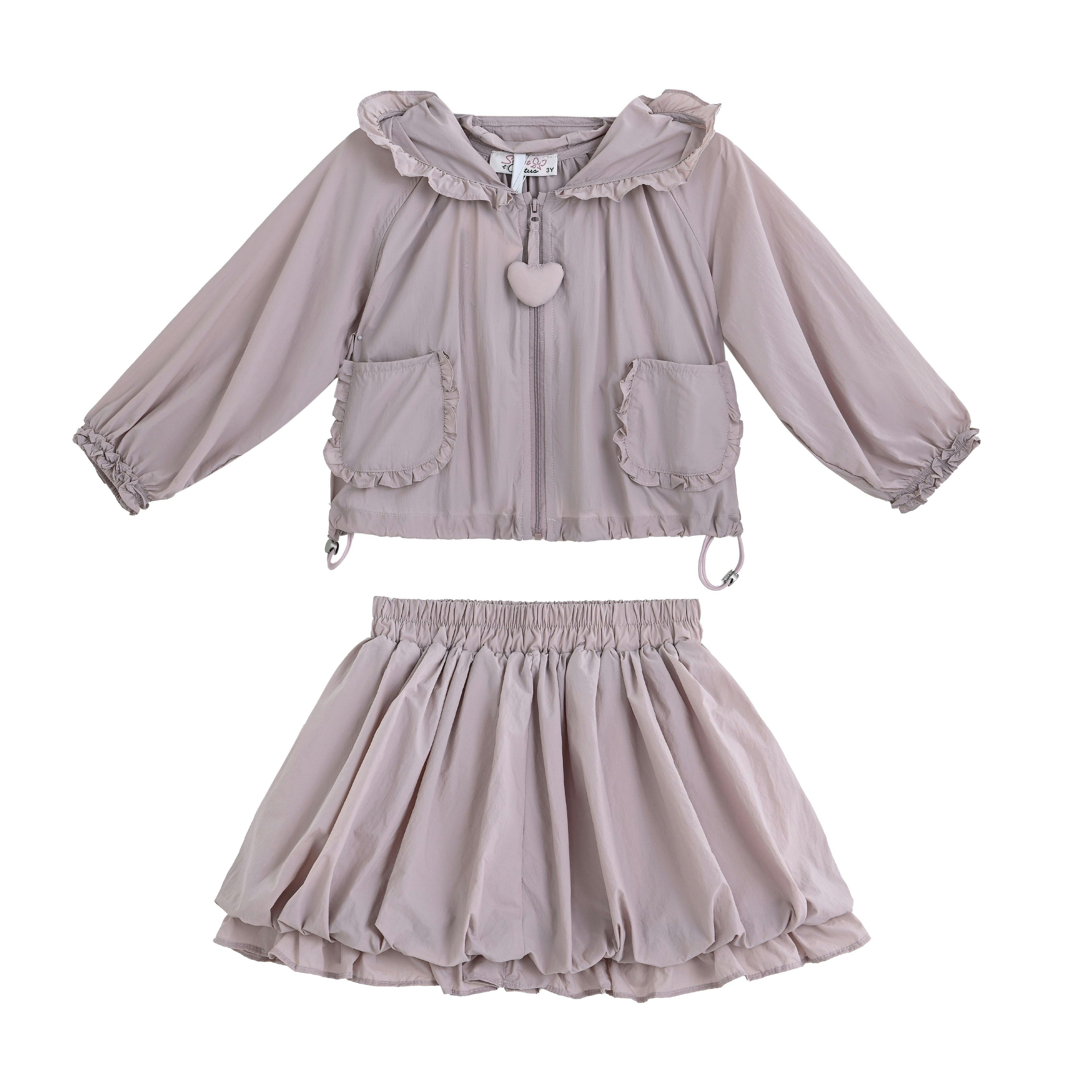 Pink Lace-Trim Skirt Ensemble