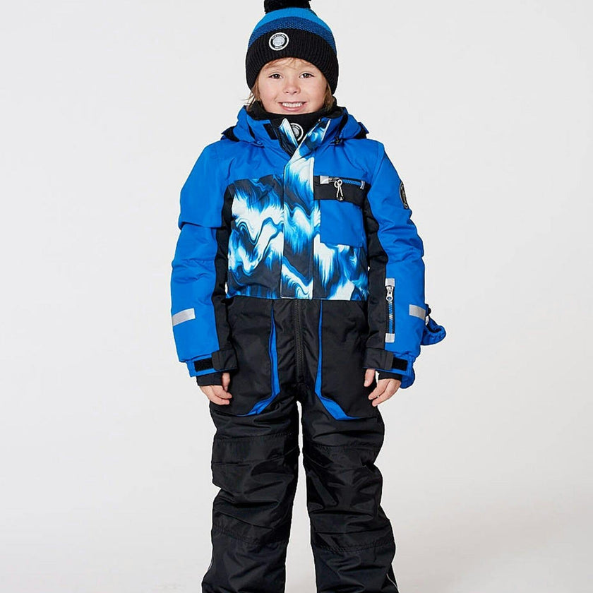 One-Piece Play Snowsuit with Print and Colorblocking