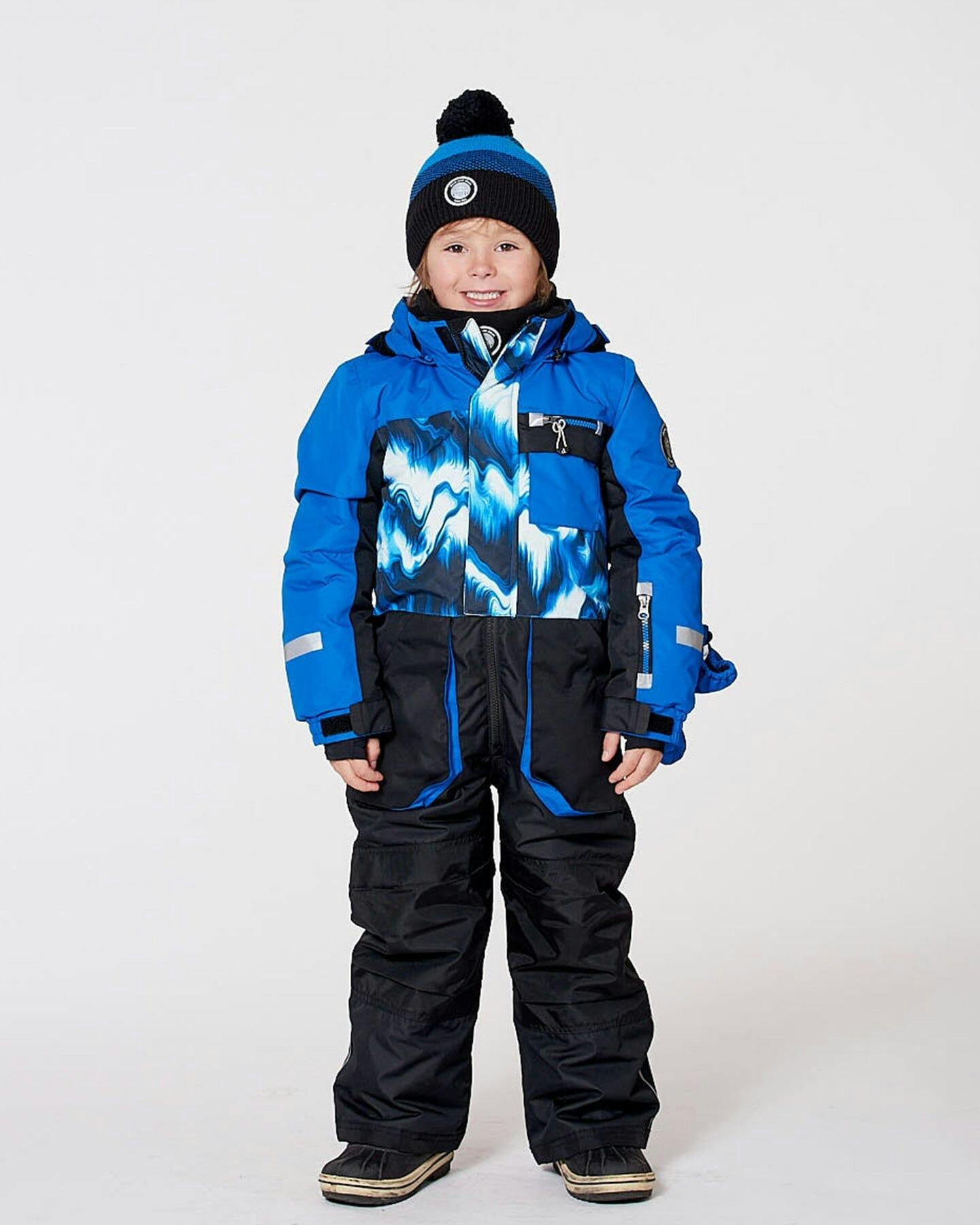 One-Piece Play Snowsuit with Print and Colorblocking