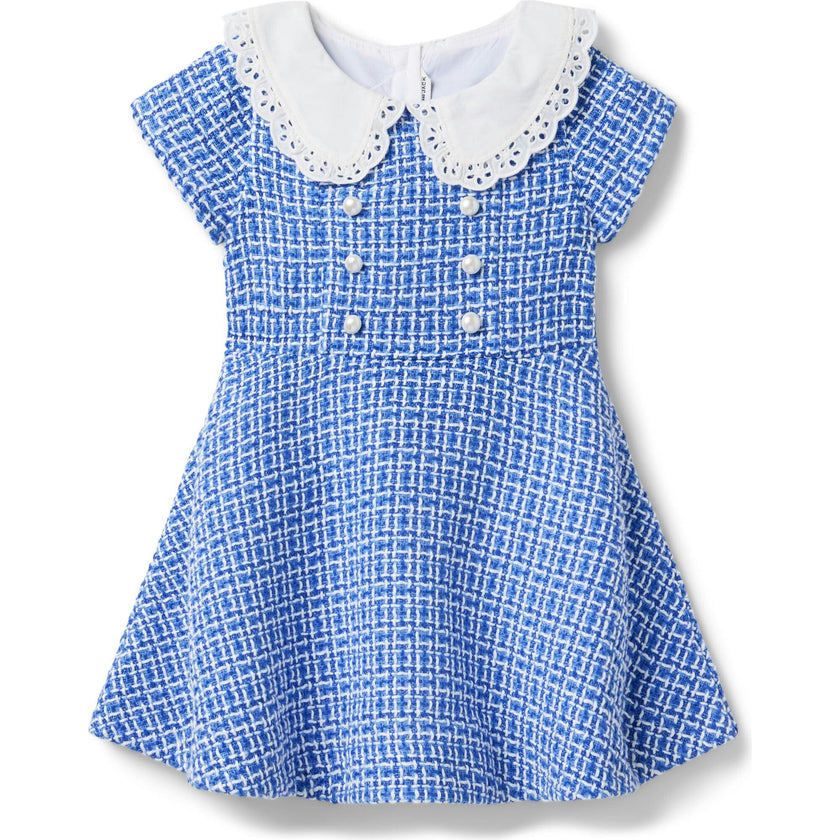 The Collared Tweed Dress, Blue