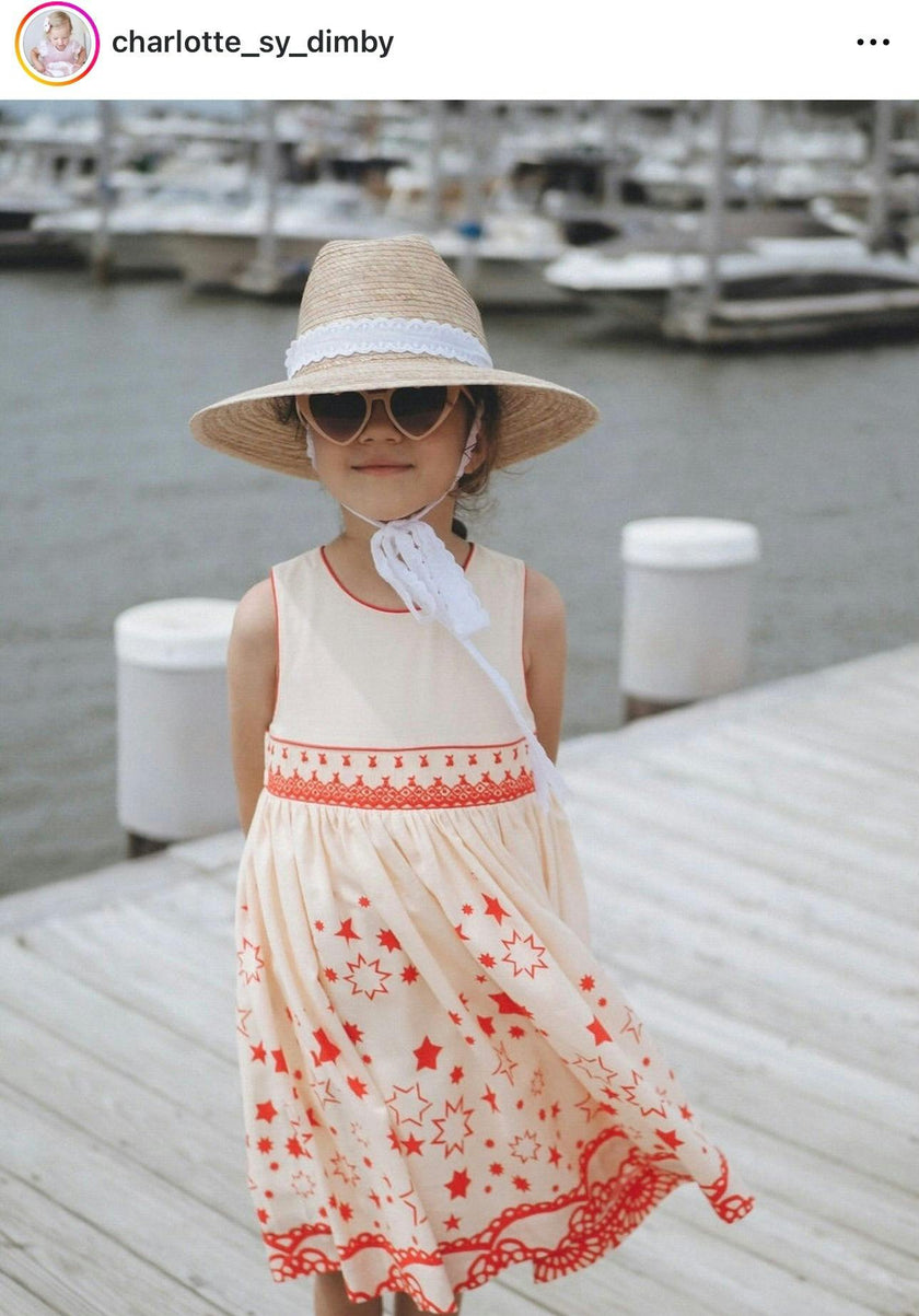 Mommy & Me Sun Hat Set - Hollyhock & Petunia - Long Olive Green Grosgrain Ribbon