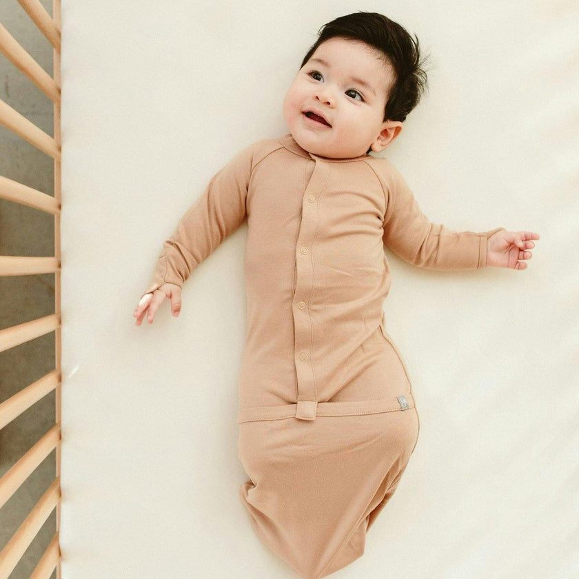 24 HOUR CONVERTIBLE GOWN | SANDSTONE — Bamboo Organic Cotton Blend, Preemie–6M