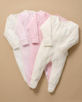 4 Pack Zip Growsuit Pale Pink Bear Pack