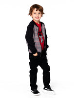 Bi-Material Zip Front Jacket Plaid