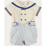 Regency Stripe Mariner Collar Two Piece Set With Bloomers in Blue (6mths-4yrs)