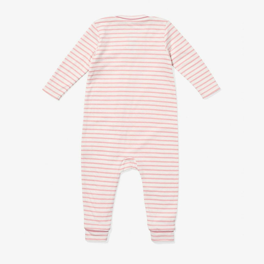 Ziggy Zip Romper, Dusty Rose Mini Stripe